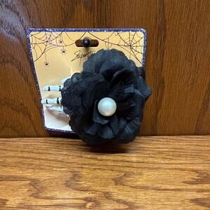 Skeleton Hand with Black Rose Clip